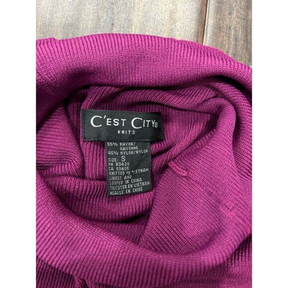 C'est City Womens Knit Turtleneck Sweater Magenta Sz S - Picture 6 of 9